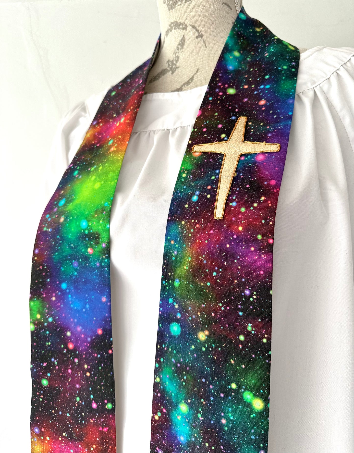 Glorious galaxy clergy stole, 43"