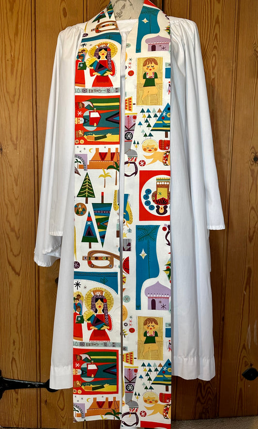 Nativity clergy stole, bright. 49.5"