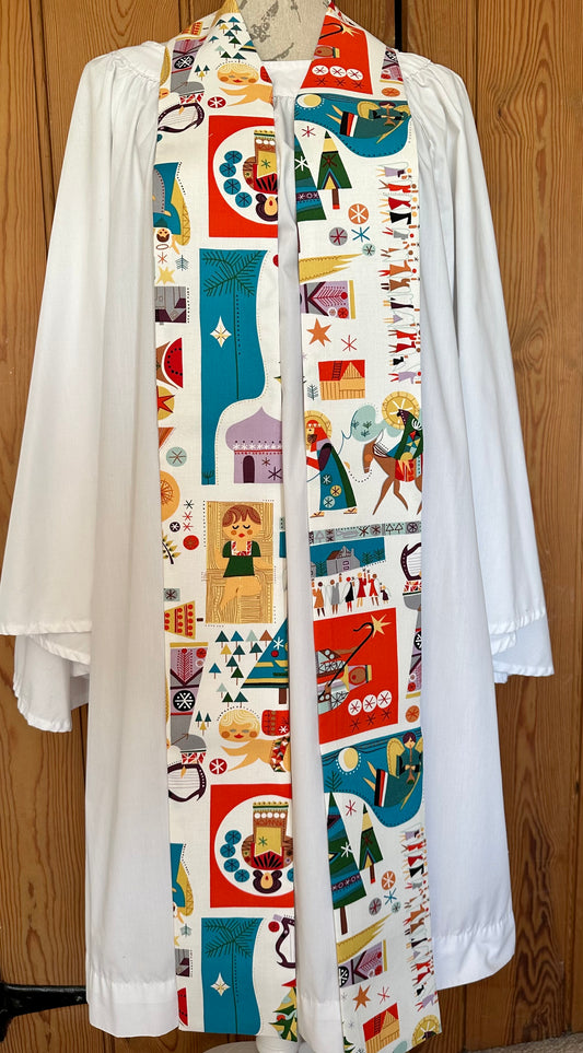 Nativity clergy stole, bright. 47"