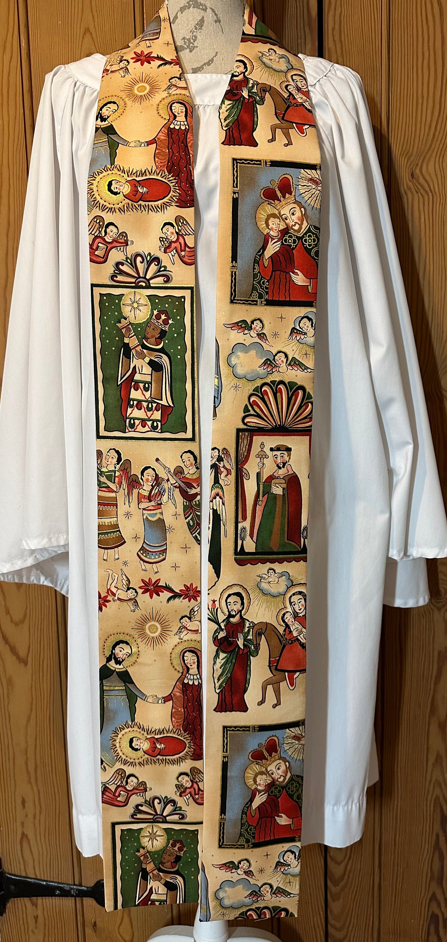 Nativity icon clergy stole, 47"